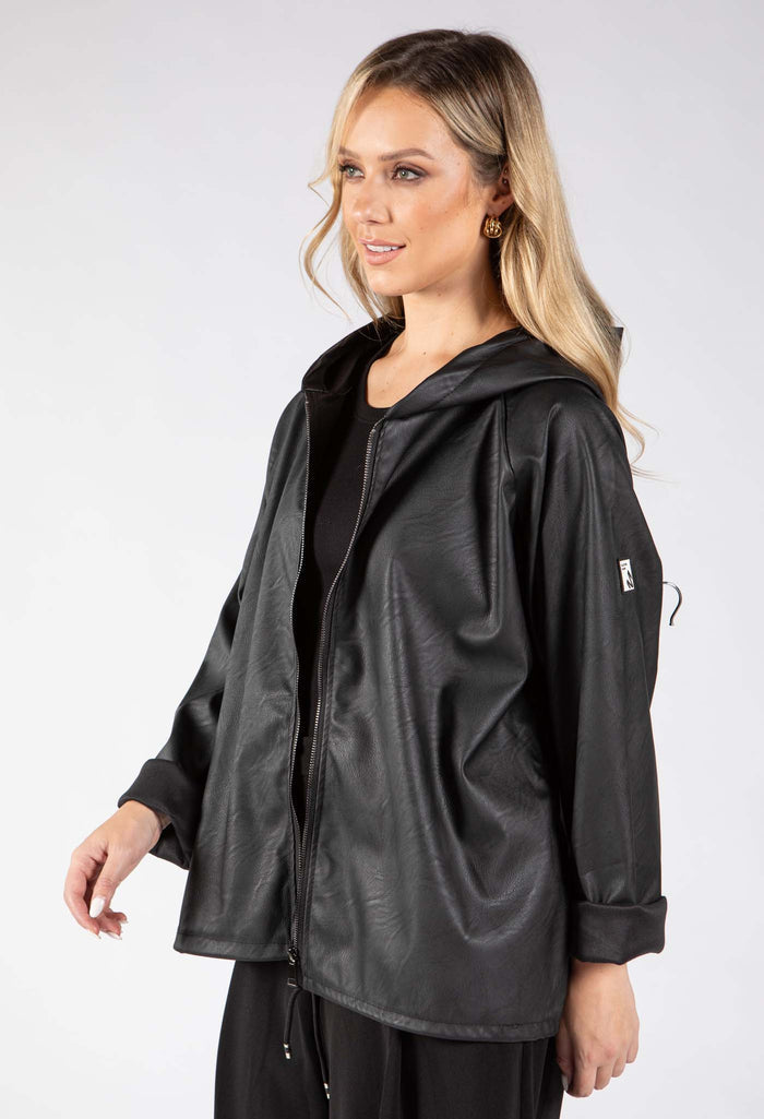 Faux Leather Zip-Up Jacket