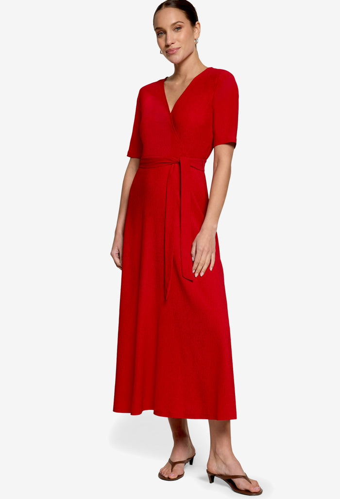 Faux Wrap Midi Dress