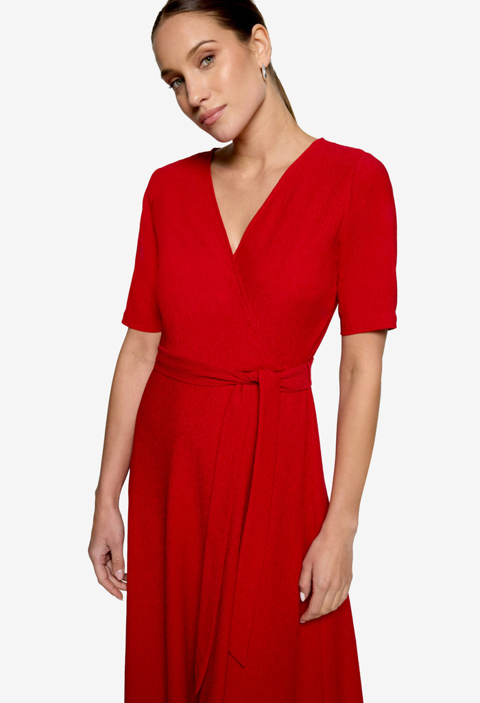 Faux Wrap Midi Dress