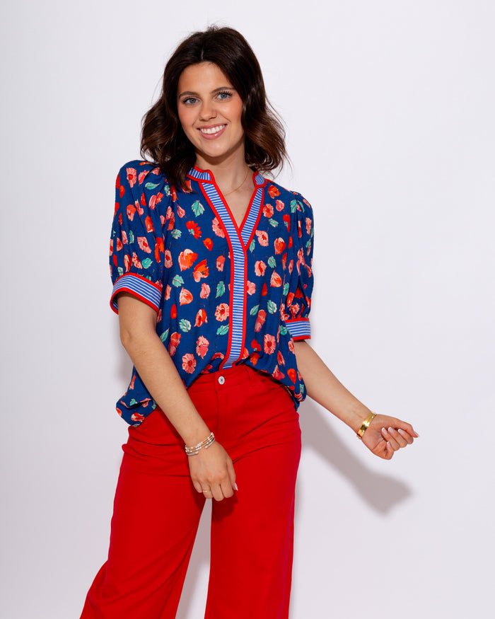 Feminine Floral Puff Sleeve Top