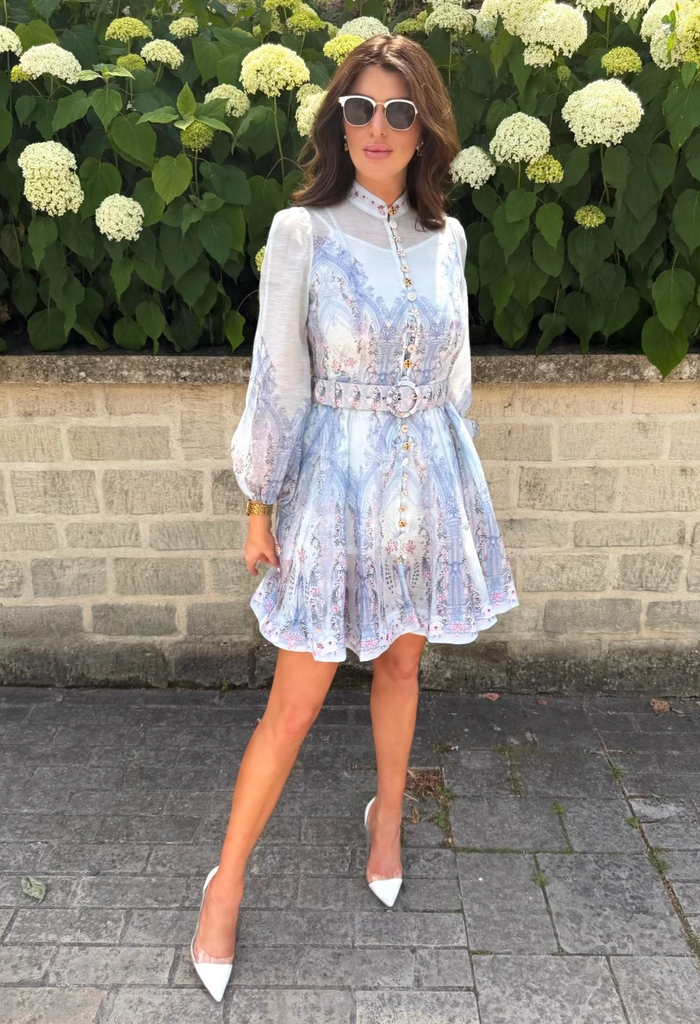 Floral Arch Belted Short Dress