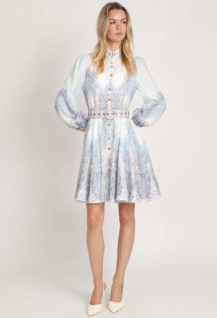 Floral Arch Belted Short Dress