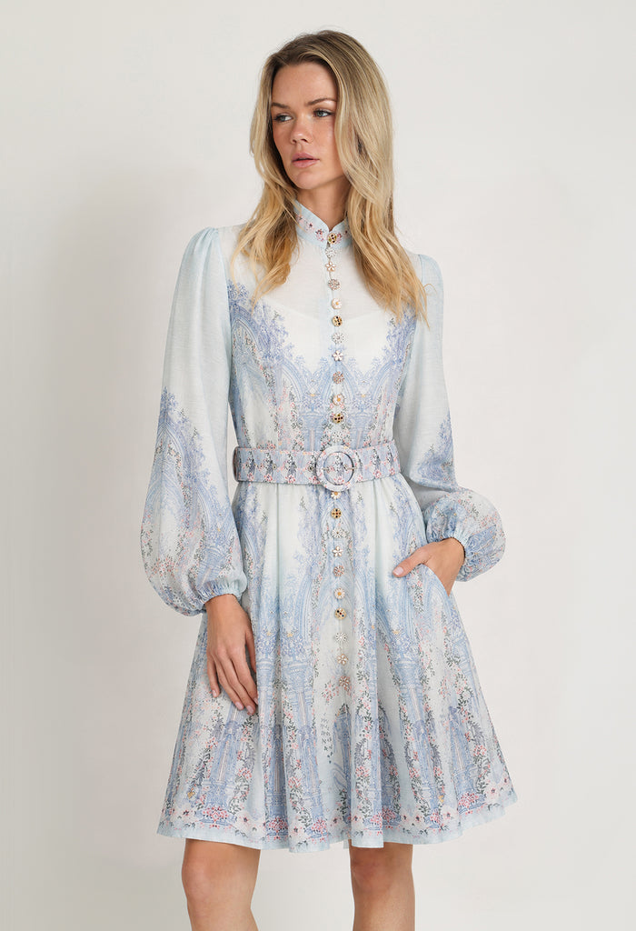 Floral Arch Belted Short Dress