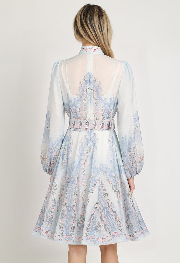 Floral Arch Belted Short Dress
