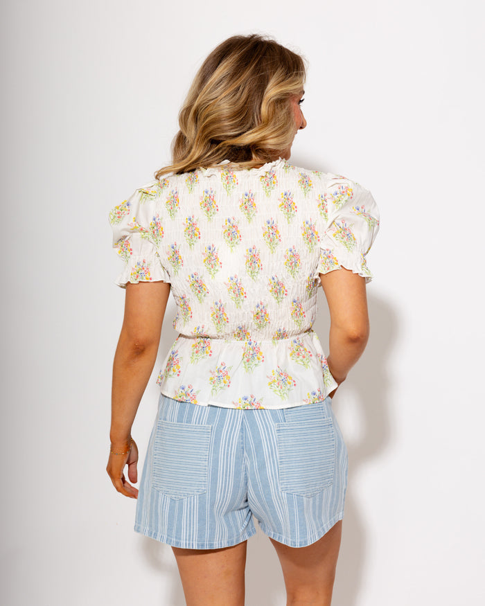 Floral Bouquets Smocked Top