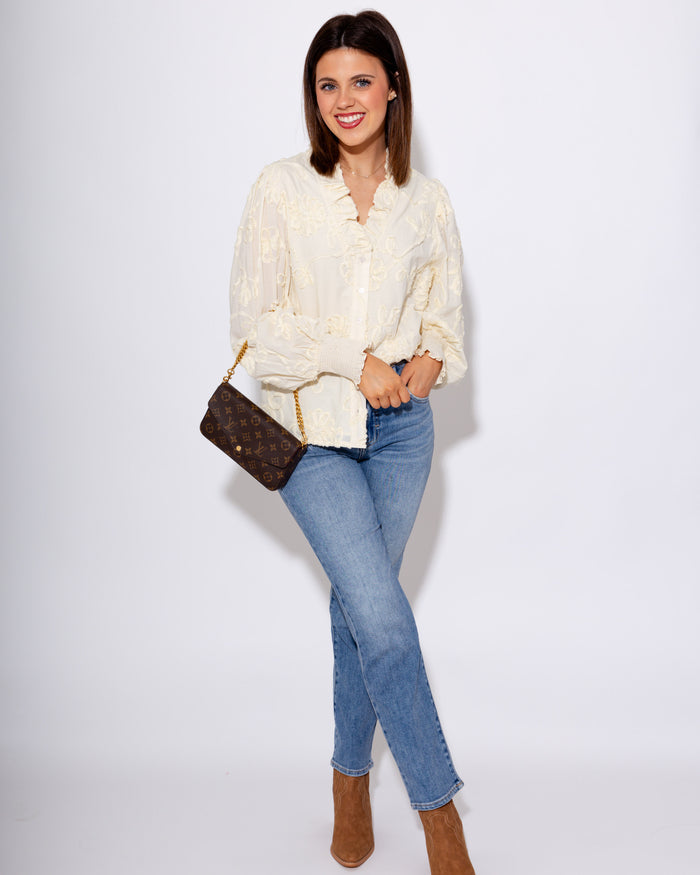 Floral Embroidered Puff Sleeve Top