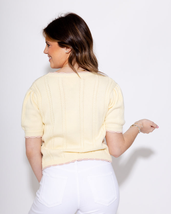 Floral Embroidery Scallop Edge Cardigan