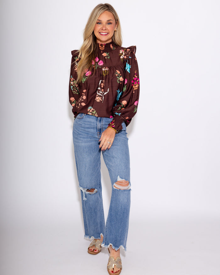 Floral Flare Long Sleeve Top