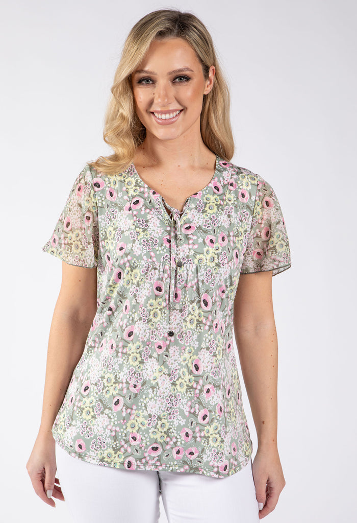 Floral Print Angel Sleeve Top