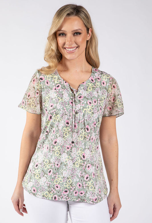 Floral Print Angel Sleeve Top