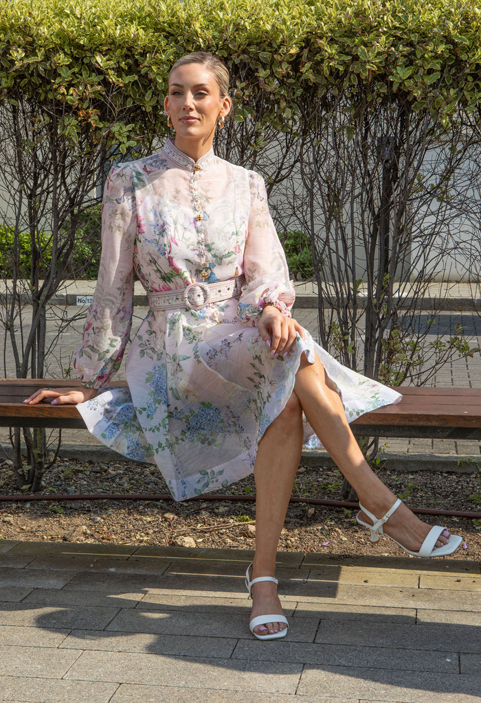 Floral Print Belted Short Dress
