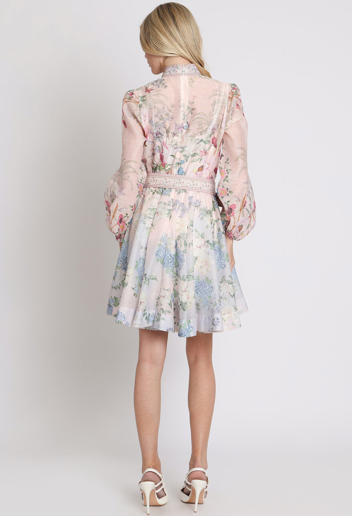 Floral Print Belted Short Dress