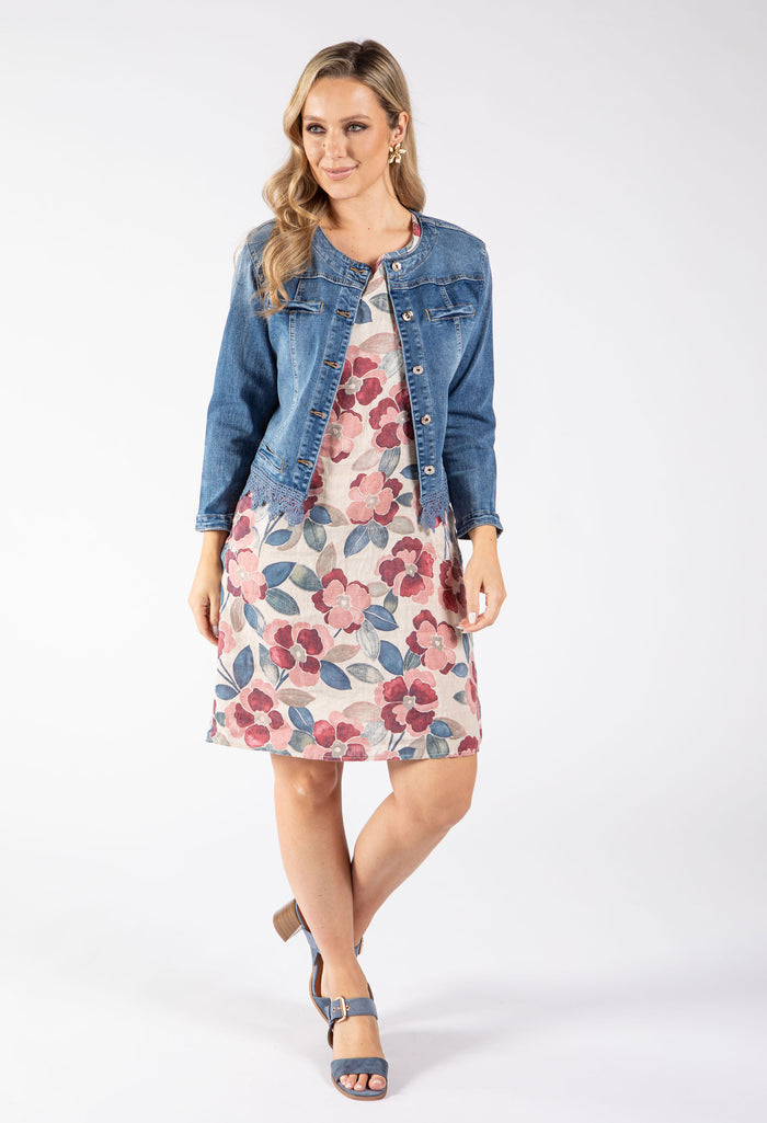 Floral Print Linen Dress