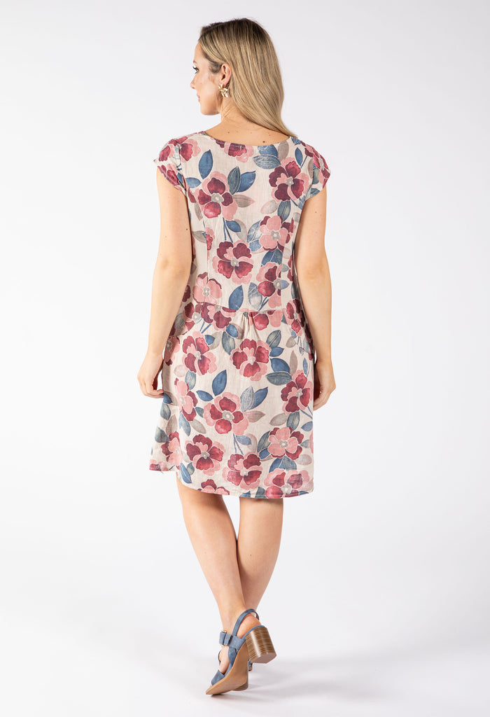 Floral Print Linen Dress