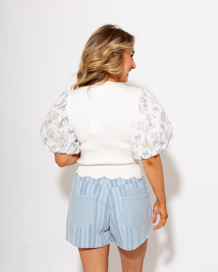 Floral Scallop Sweater Top
