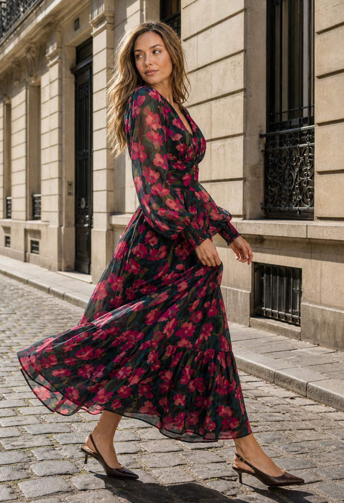 Floral V-Neck Maxi Dress