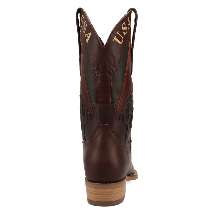PRODUCT SHOT FREEDOM LEATHER BOOT AT 180 DEGREE BACK ANGLE