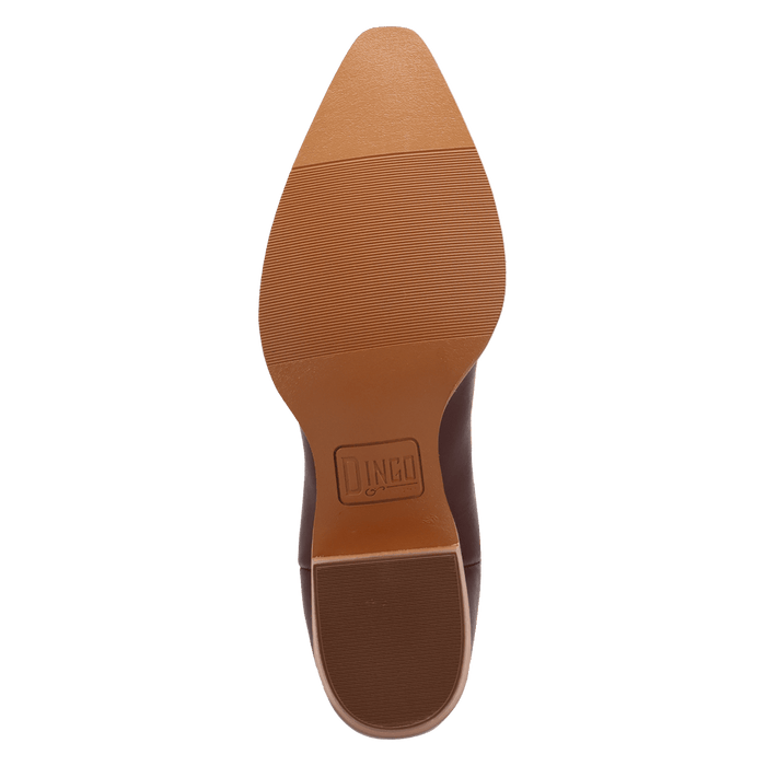 PRODUCT SHOT FREEDOM LEATHER BOOT AT OUTSOLE ANGLE