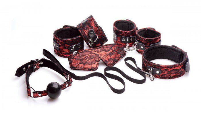 Frisky Lacy Red 5 Piece Bondage Set