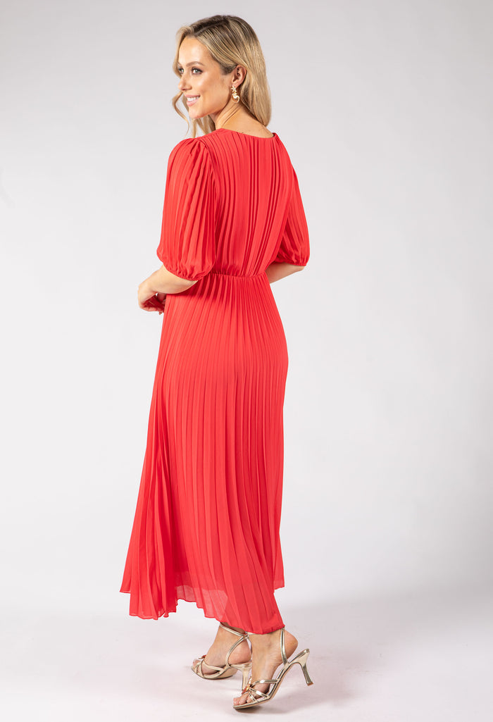 Front Knot Plisse Pleated Dress