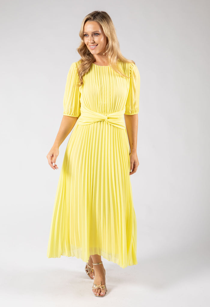Front Knot Plisse Pleated Dress
