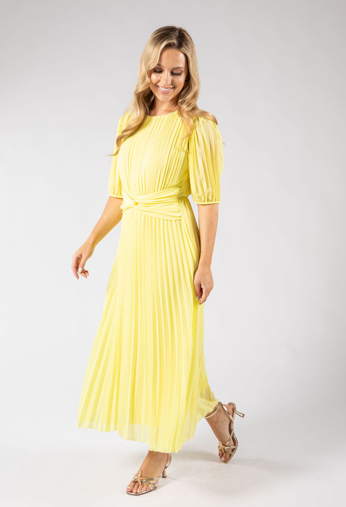 Front Knot Plisse Pleated Dress