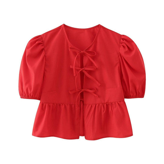 Front-Tie Peplum Blouse