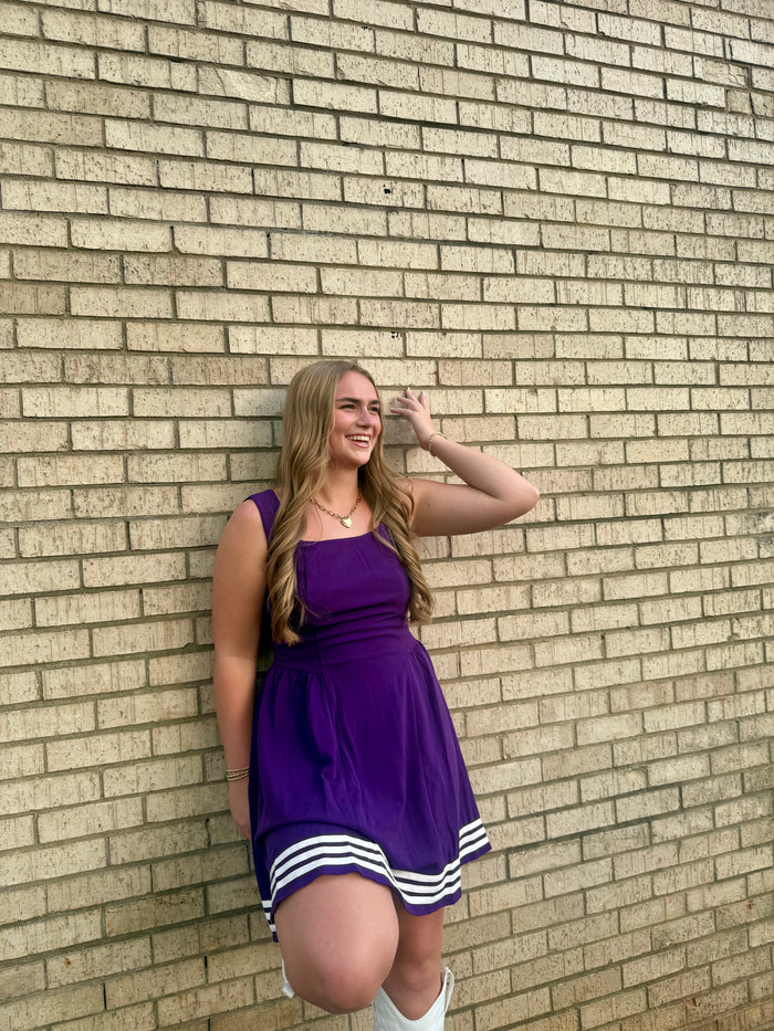 Game Day Square Neck Heavy Knit Mini Dress