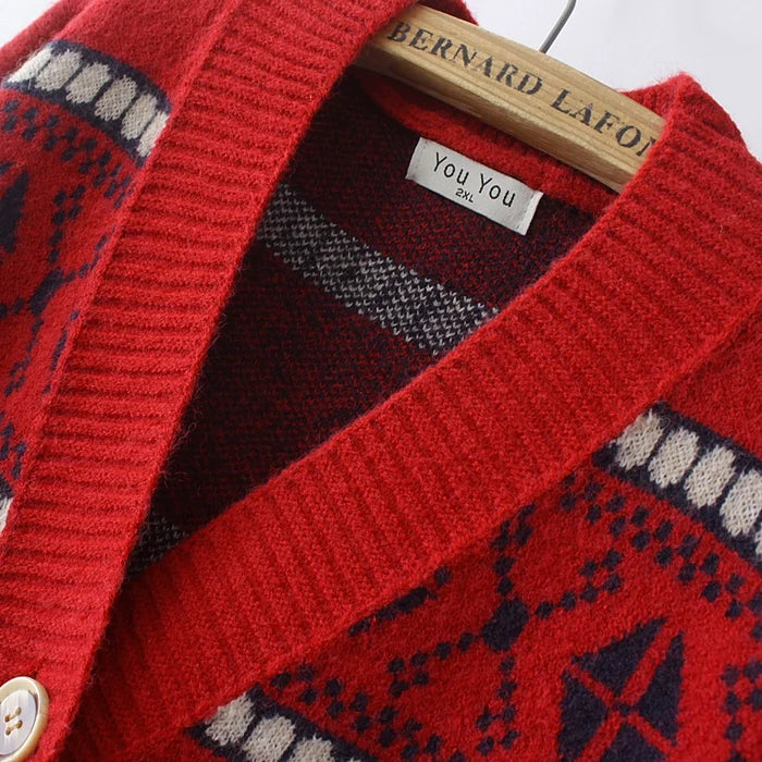 Genuine Christmas Style Knitted Cardigan Sweater