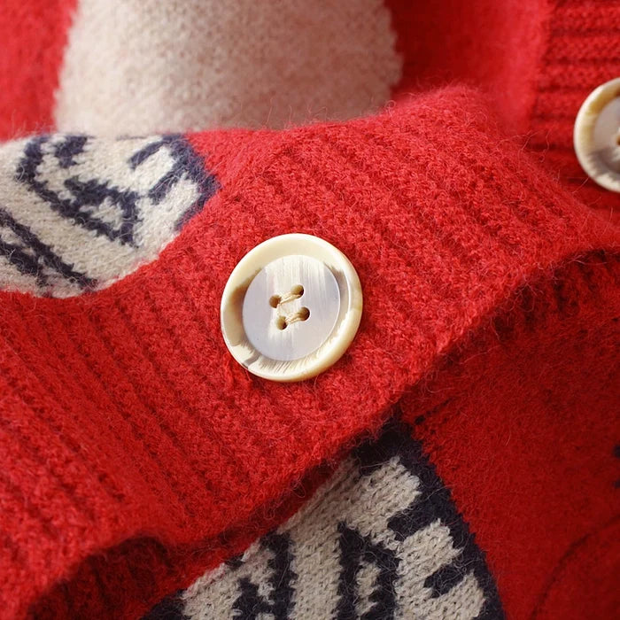 Genuine Christmas Style Knitted Cardigan Sweater