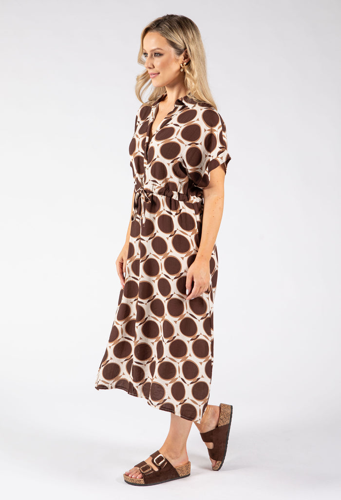 Geometric Print Shirt Dress