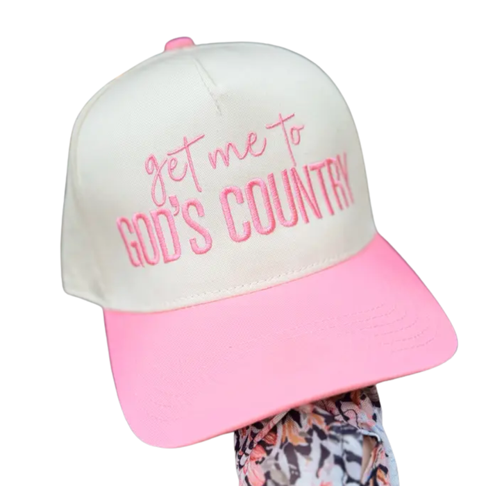 Get Me To God's Country Trucker Hat - Pink