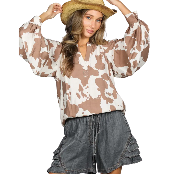 Giddy Up Cow Print Blouse
