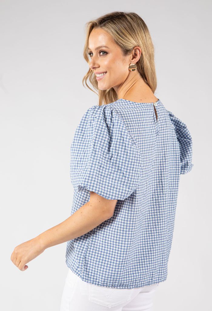 Gingham Puff Sleeve Top