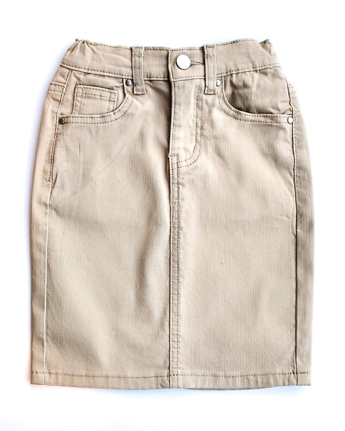 GIRLS Lt. Khaki Denim Skirt w/ Elastic Waistband (FINAL SALE)
