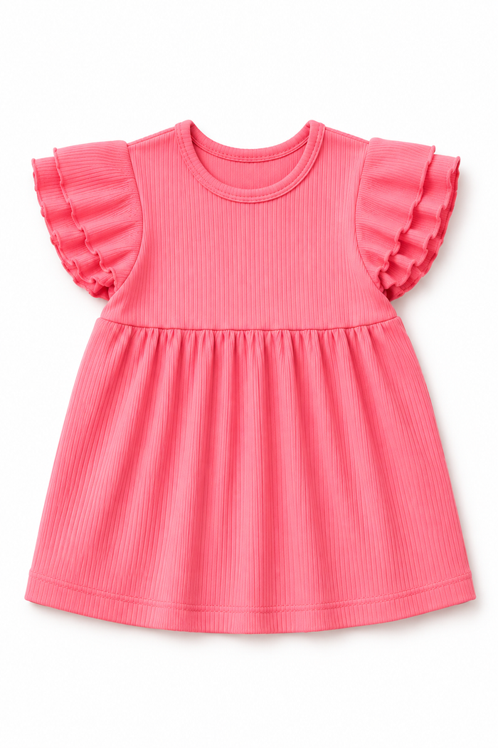 GIRLS Madi Flutter Sleeve Top in Fuchsia (FINAL SALE)