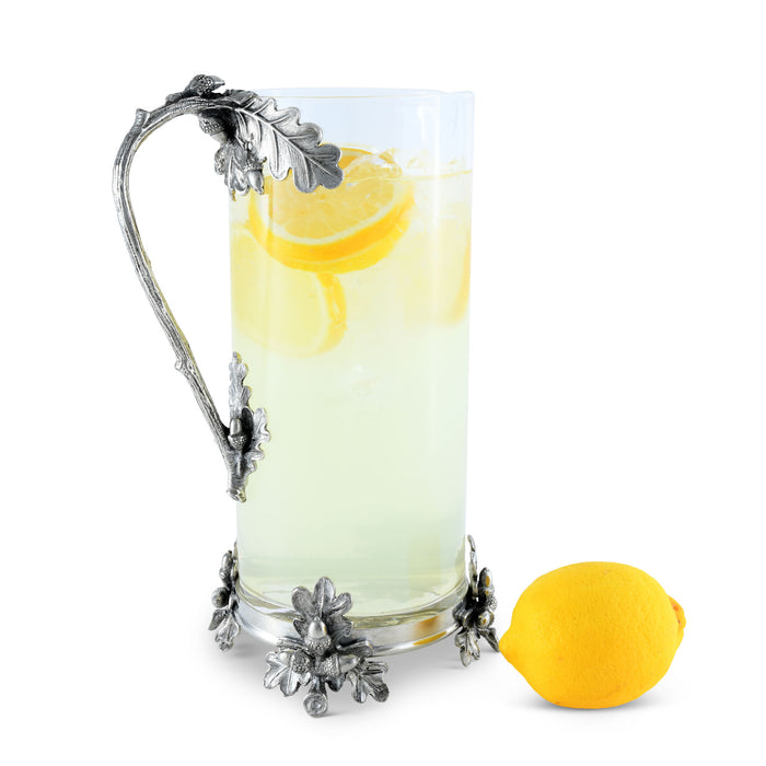 Vagabond House Glass Pitcher Pewter Acorn & Oak Leaf Handle Product Image