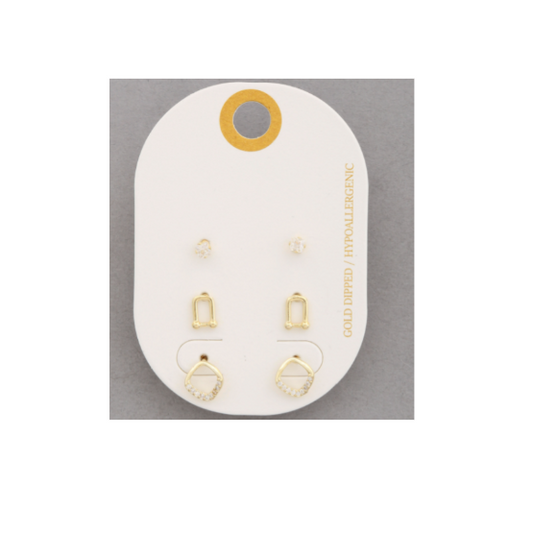 Gleaming Gold Trio Earrings