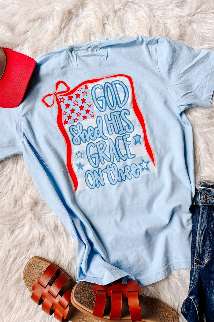 God Shed His Grace Front & Back Graphic Tee - Hydrangea