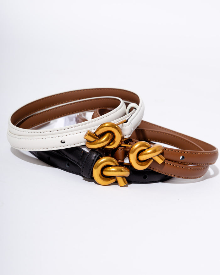 Golden Knot Belt in Ivory