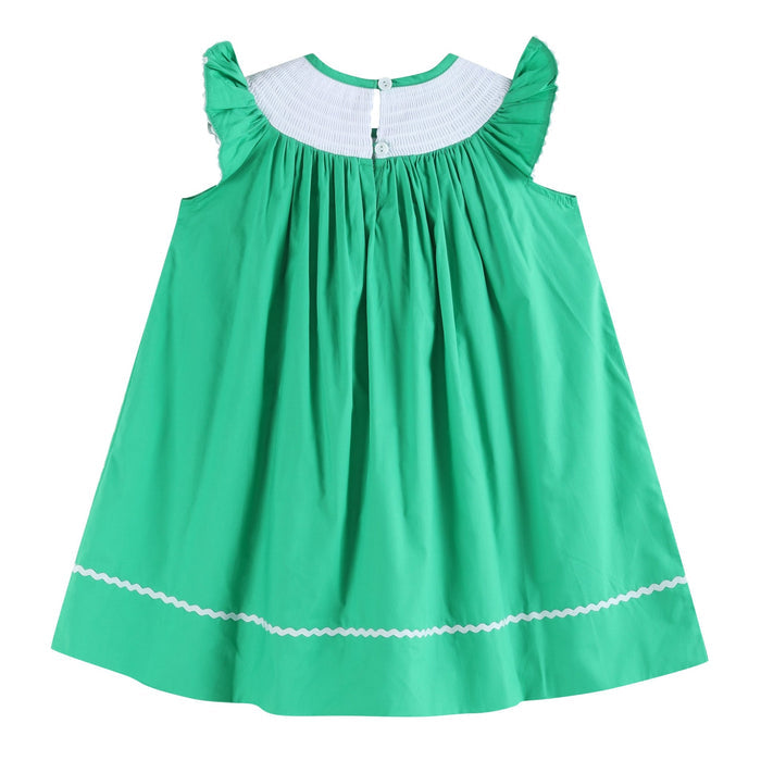 Green St. Patrick's Day Shamrock Smocked Bishop Dress - Lil Cactus