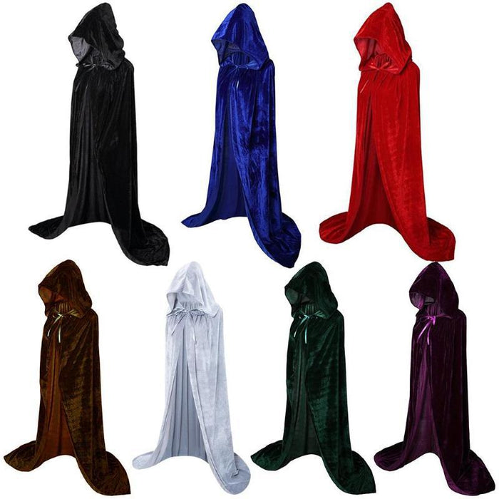 Halloween Cloak with Hood Unisex Adult Velvet Cape Christmas Costums