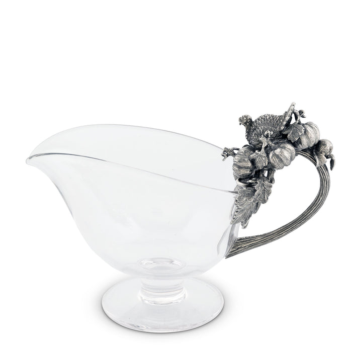 Vagabond House Hand Blown Glass Gravy Boat Pewter Harvest Turkey Product Image