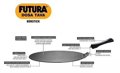 Hawkins FUTURA Q41 NDT33 Nonstick Flat Dosa Tava Griddle, 13 Inches