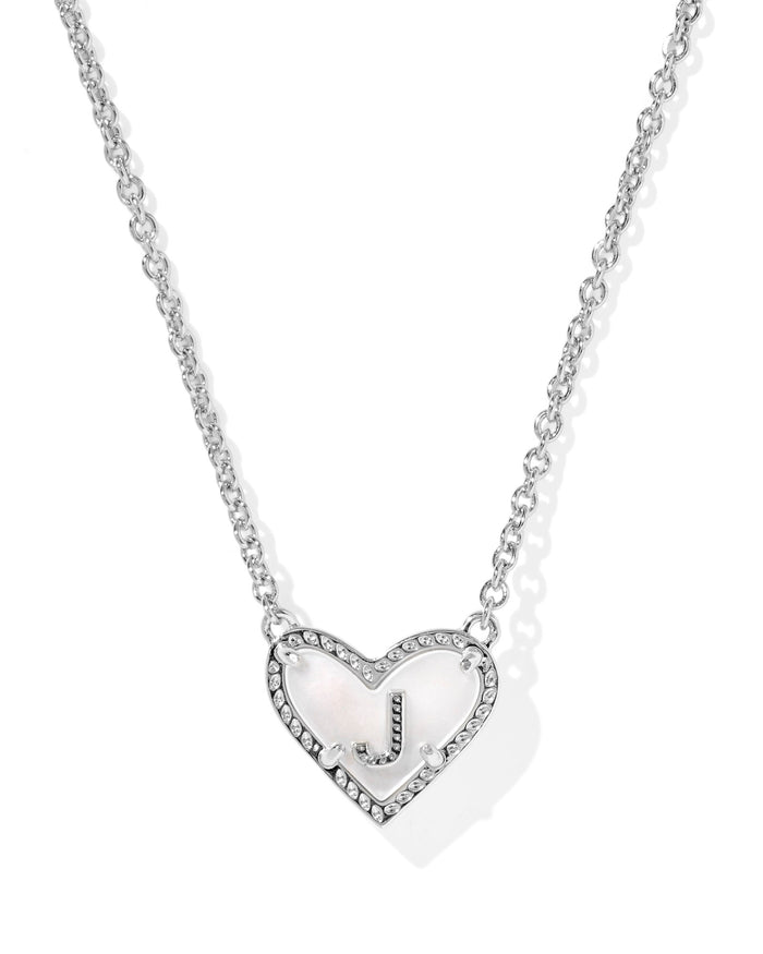 Heart Letter J Pndnt. Necklace Silver Ivory MOP