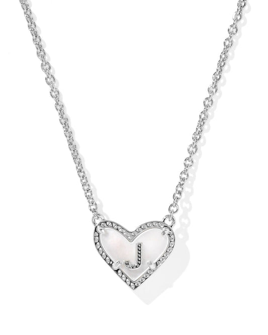 Heart Letter J Pndnt. Necklace Silver Ivory MOP