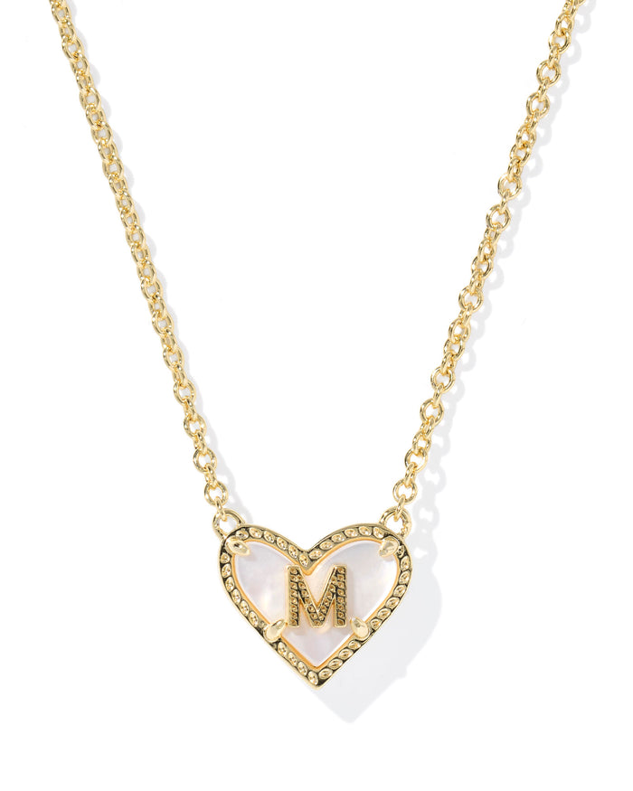 Heart Letter M Pndnt. Necklace Gold Ivory MOP