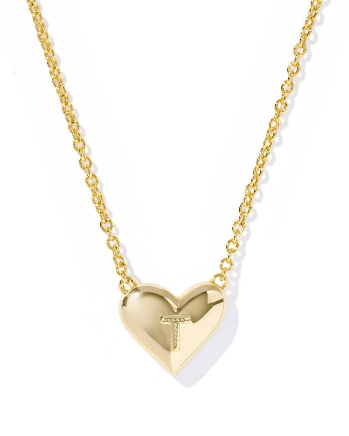 Heart Letter T Pndnt. Necklace Gold Ivory MOP