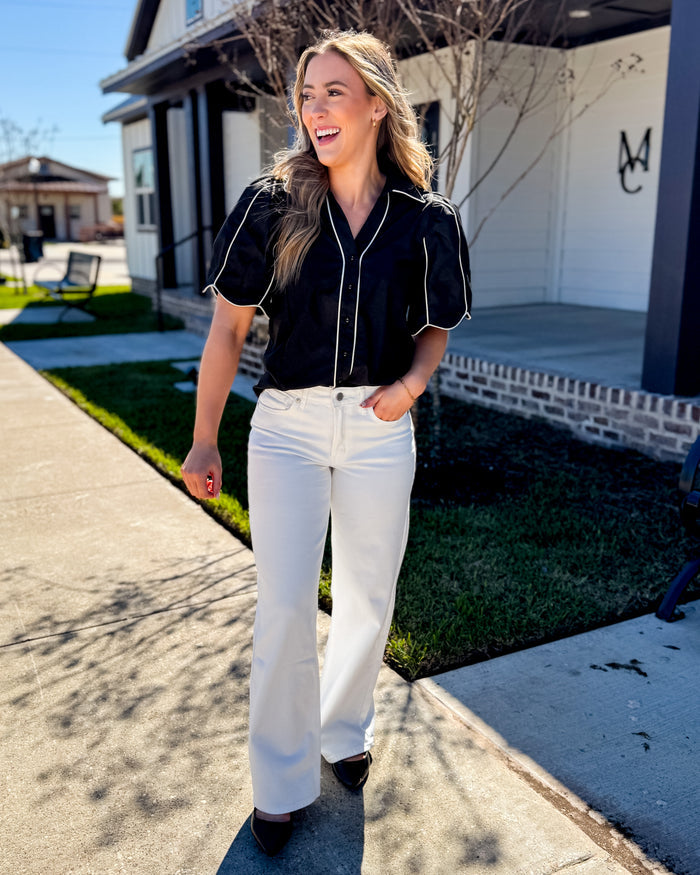 High Rise Full Length Straight Jean in White