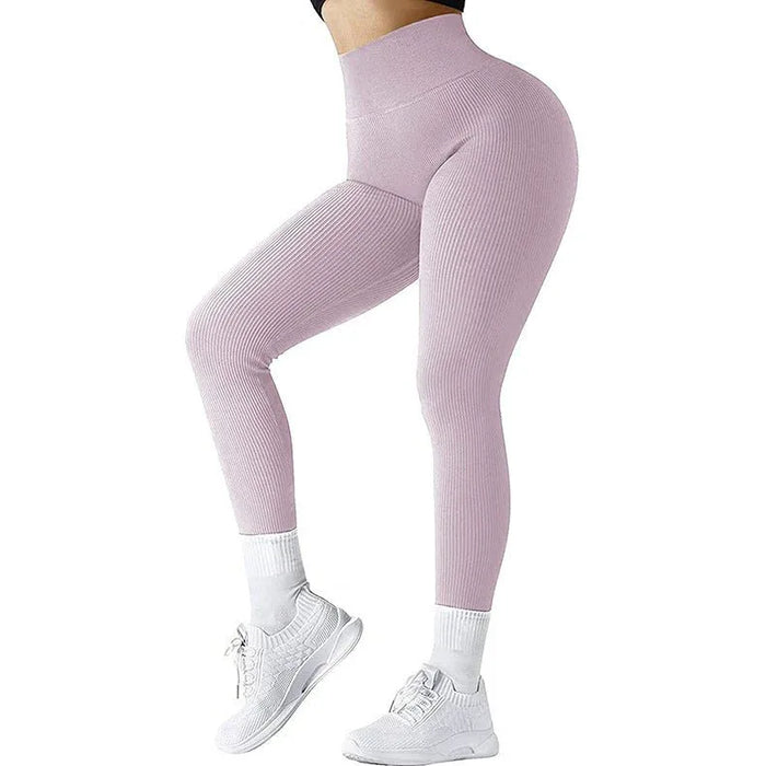 High Waist Seamless Fitness Leggings for Running - Slimming Knitted Yoga Pants for Women - Allen-Fitness